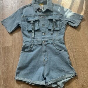 Denim Short Sleeve Romper